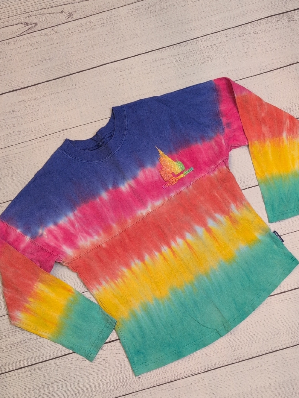 Disney Kids Long Sleeve Tie-Dye Tee - Blue, Pink, Orange, Yellow, Green
